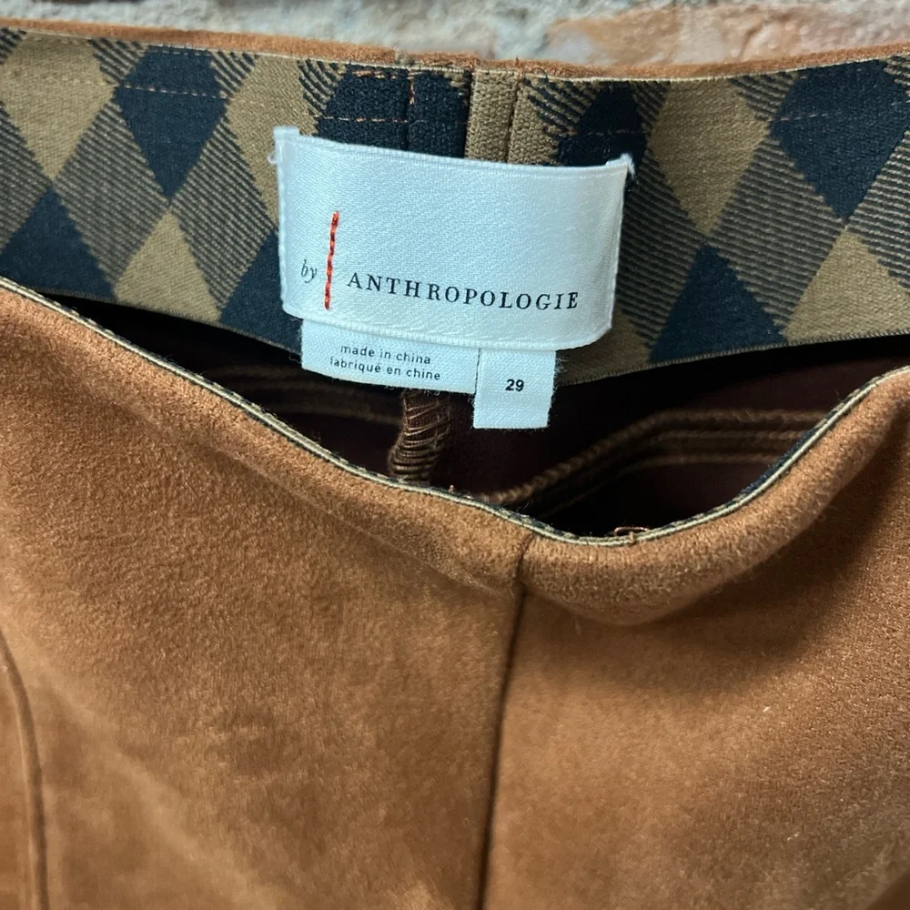 Anthropologie Camel Suede Leggings - Picture 2 of 3